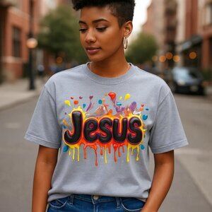 NWT - Vibrant "Jesus" Graphic T-Shirt Casual Fit